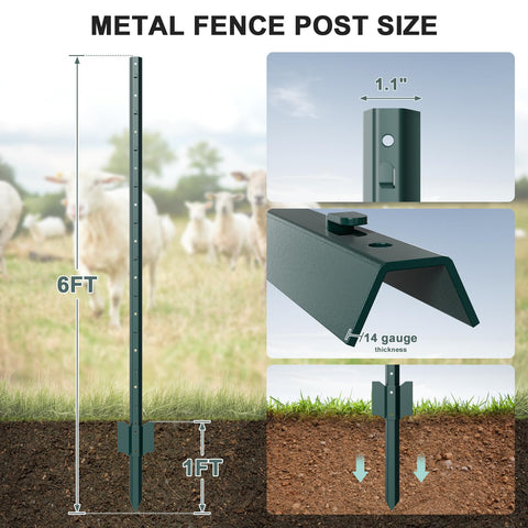 Nessxa fence posts show pre-drilled holes for adjustable tension.