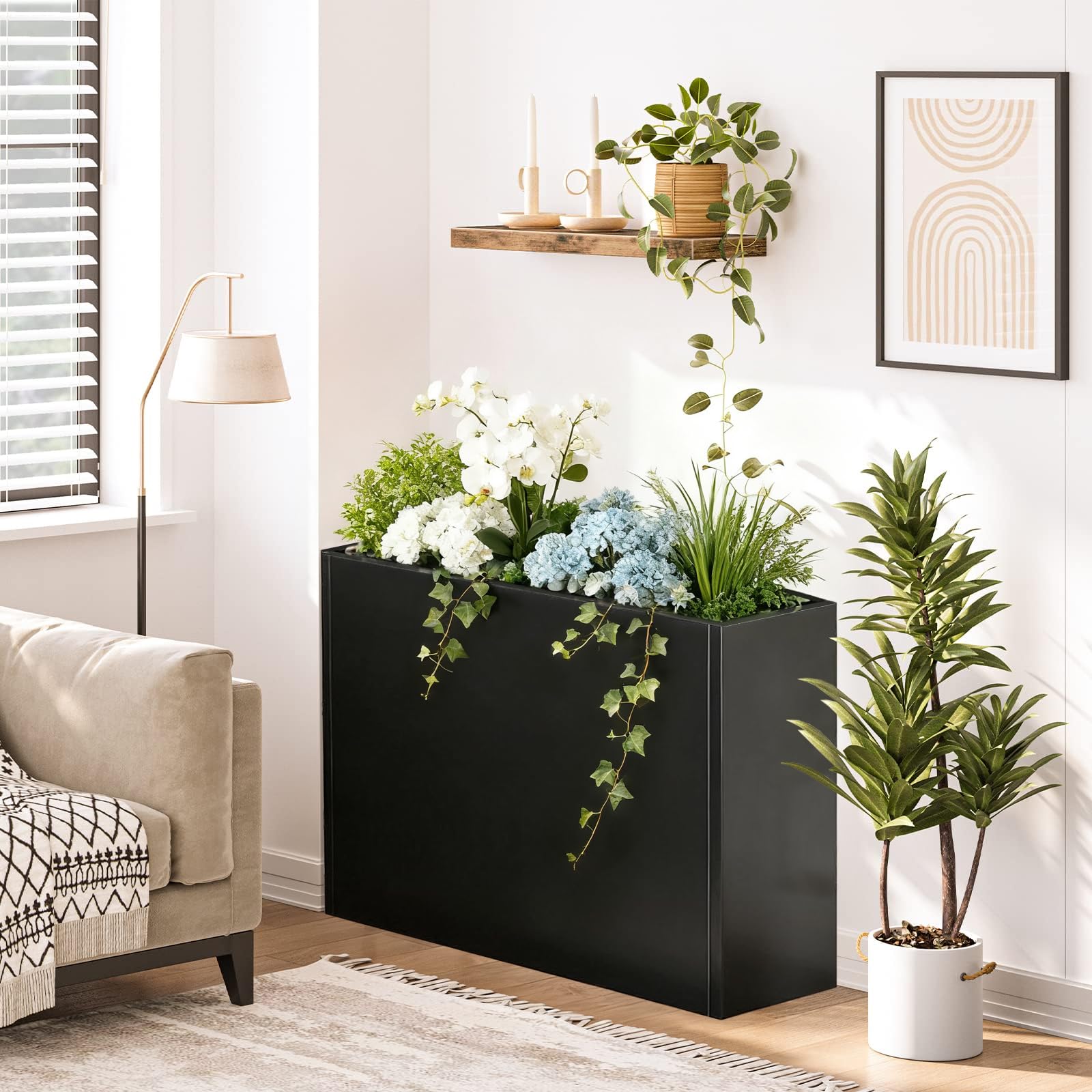 Nessxa tall planter with a durable, weather-ready finish for year-round beauty.