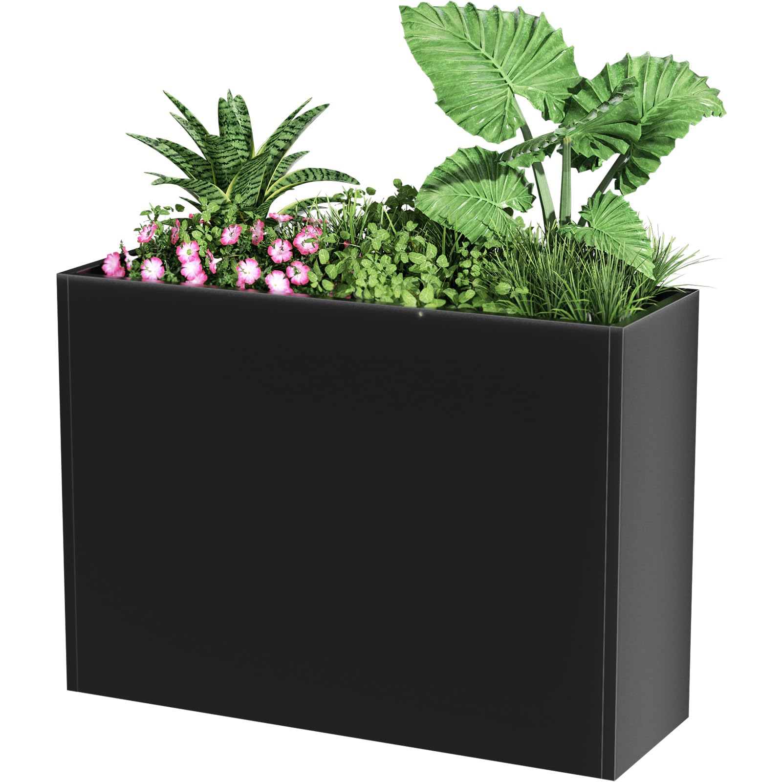 Nessxa Tall Metal Planter Box front view for durable outdoor use