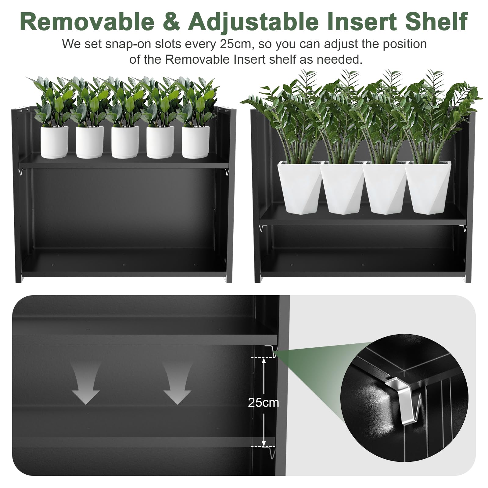 Nessxa planter displays a modern rectangular silhouette suitable for patios.