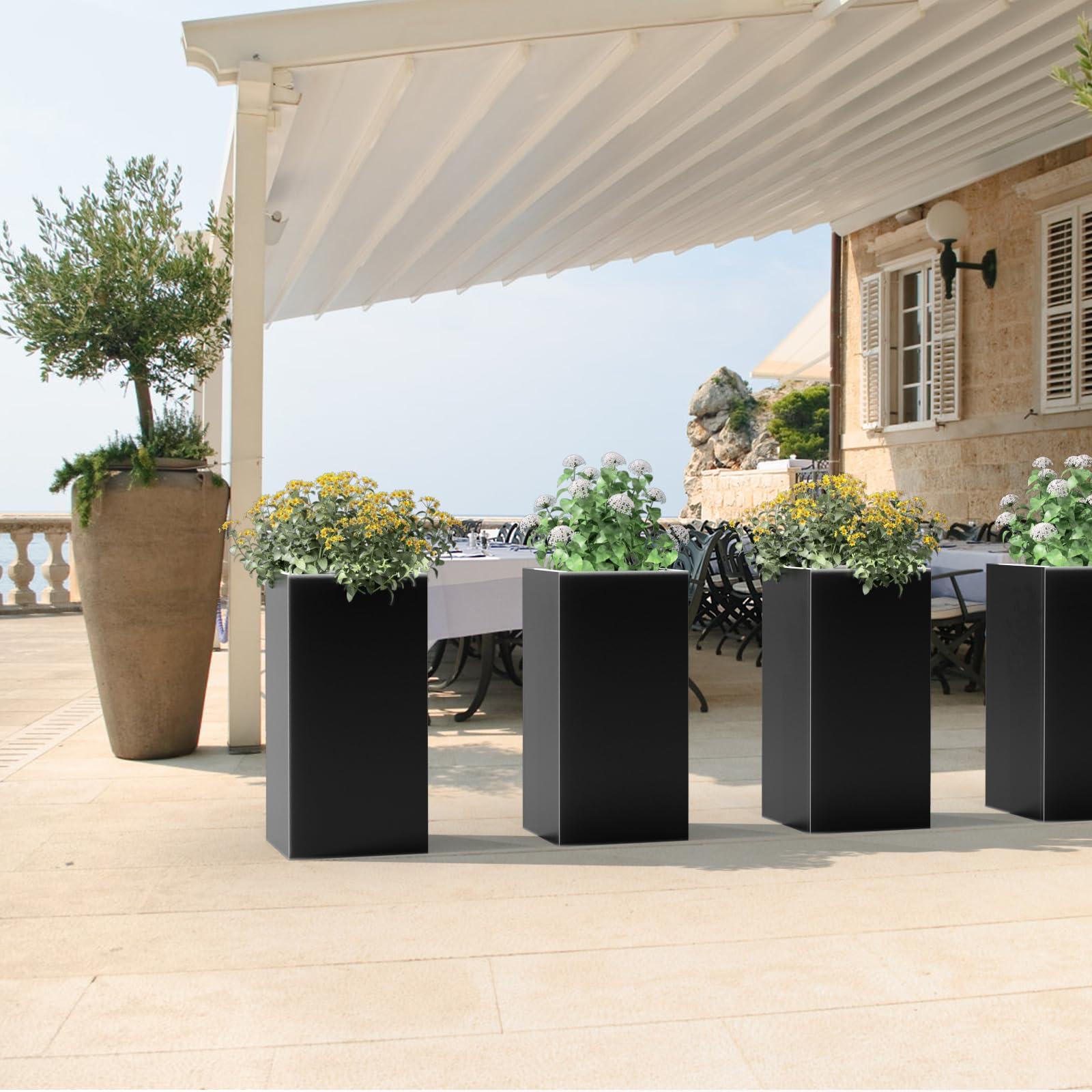 Nessxa tall metal planter box packaging shows a ready-to-assemble 2-pack.