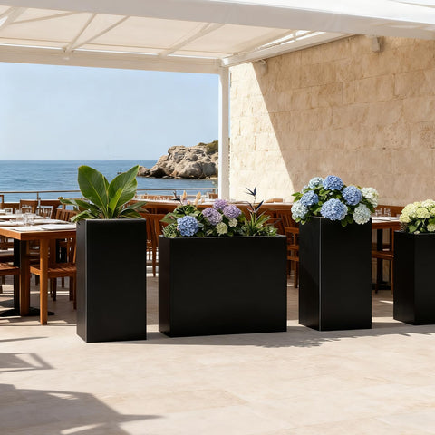 Nessxa rectangular planter fits porches and garden edges with ample capacity.
