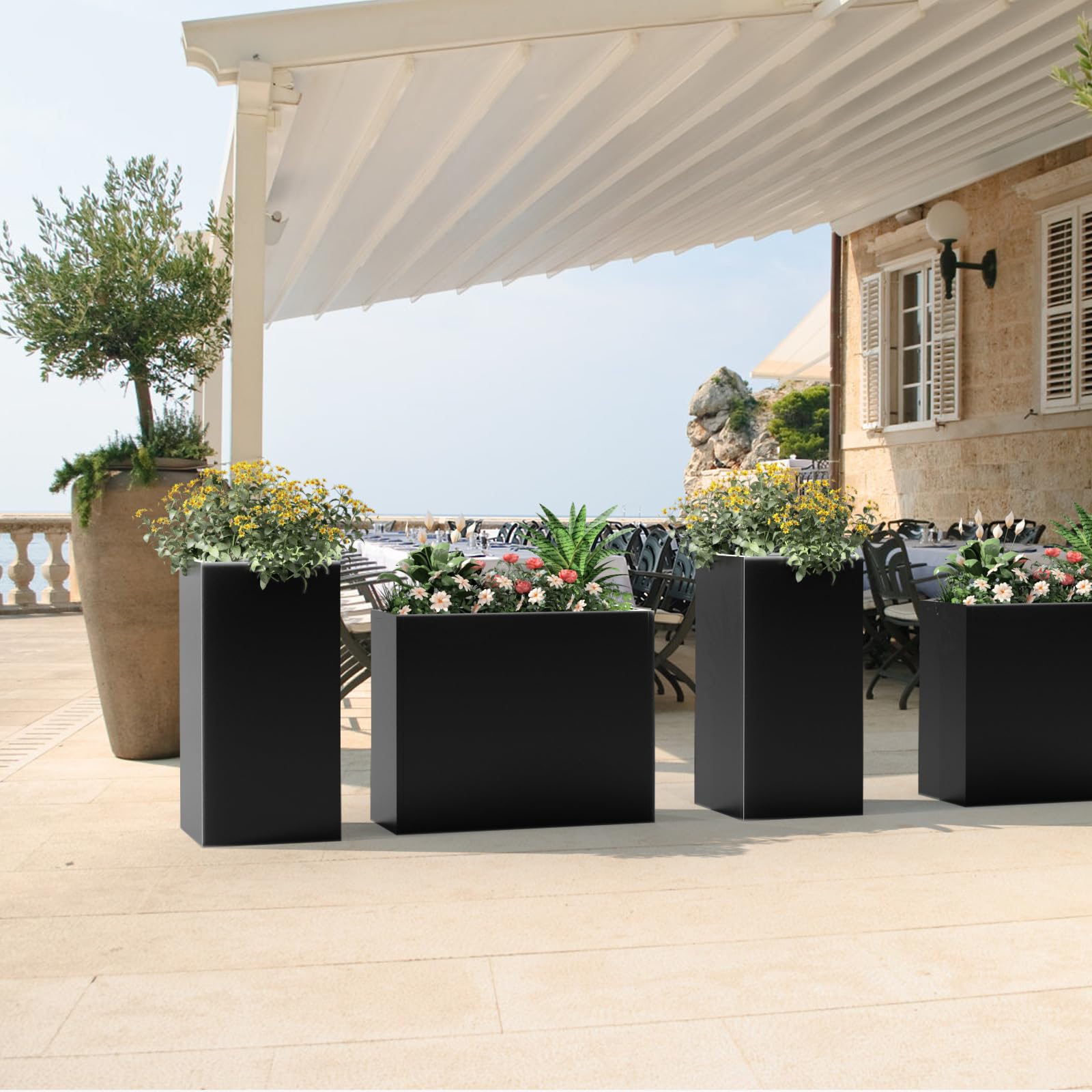Nessxa Tall Metal Planter Box UV-resistant finish preserves color
