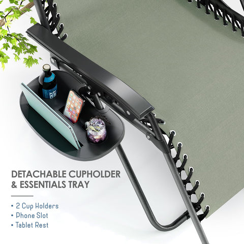 Nestl adjustable padded headrest and ergonomic armrests support extended lounging.