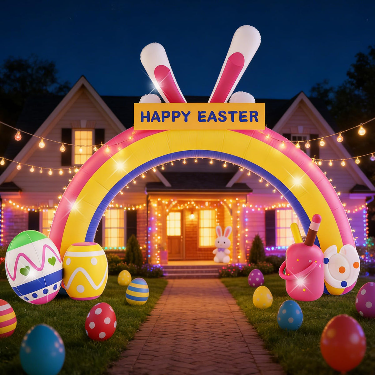 Nestly 10ft Easter Archway with LED illumination for vibrant outdoor celebrations.