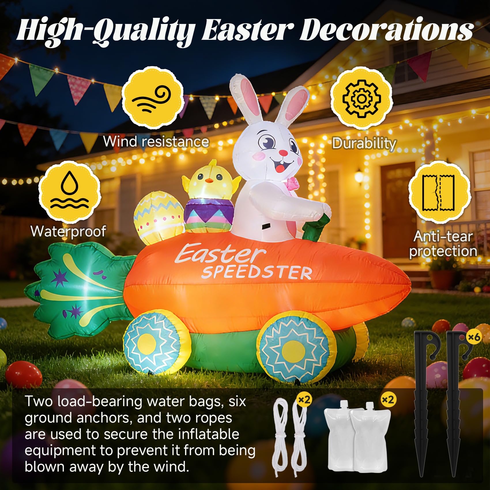 Nestly 6ft Easter bunny inflatable ready to be a centerpiece for celebrations