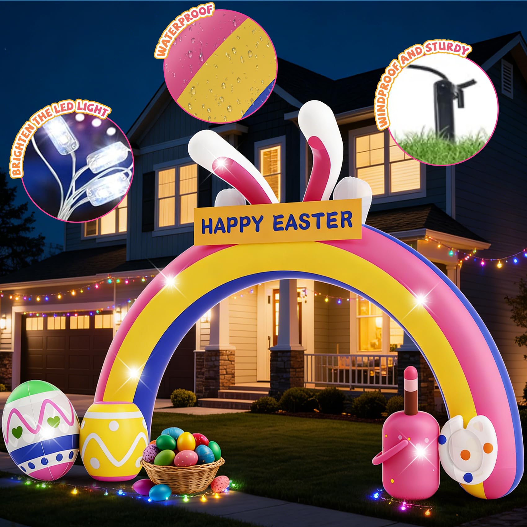 Nestly durable outdoor arch made from 210T fabric for all-weather use.