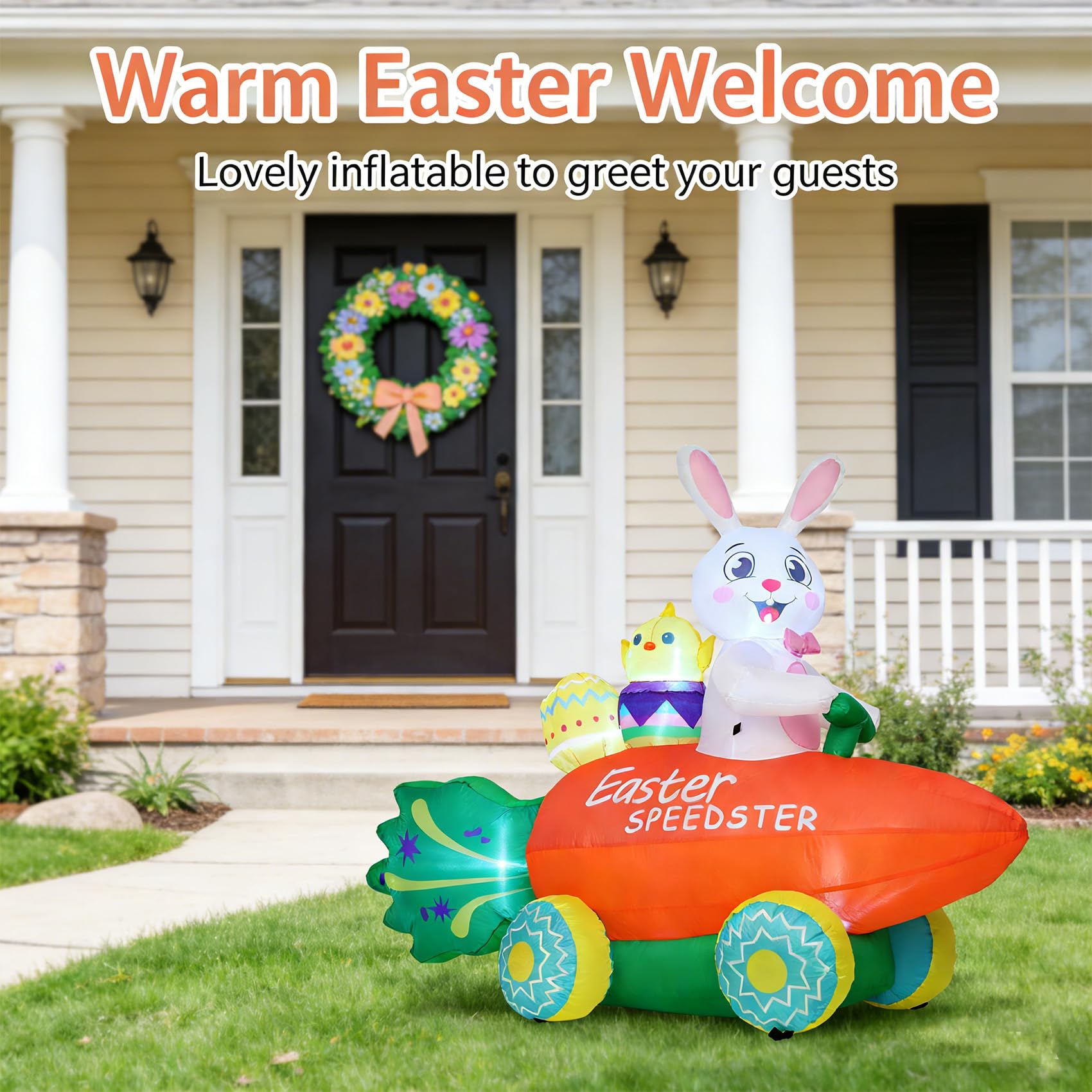 Nestly weatherproof Easter bunny inflatable designed for seasonal use