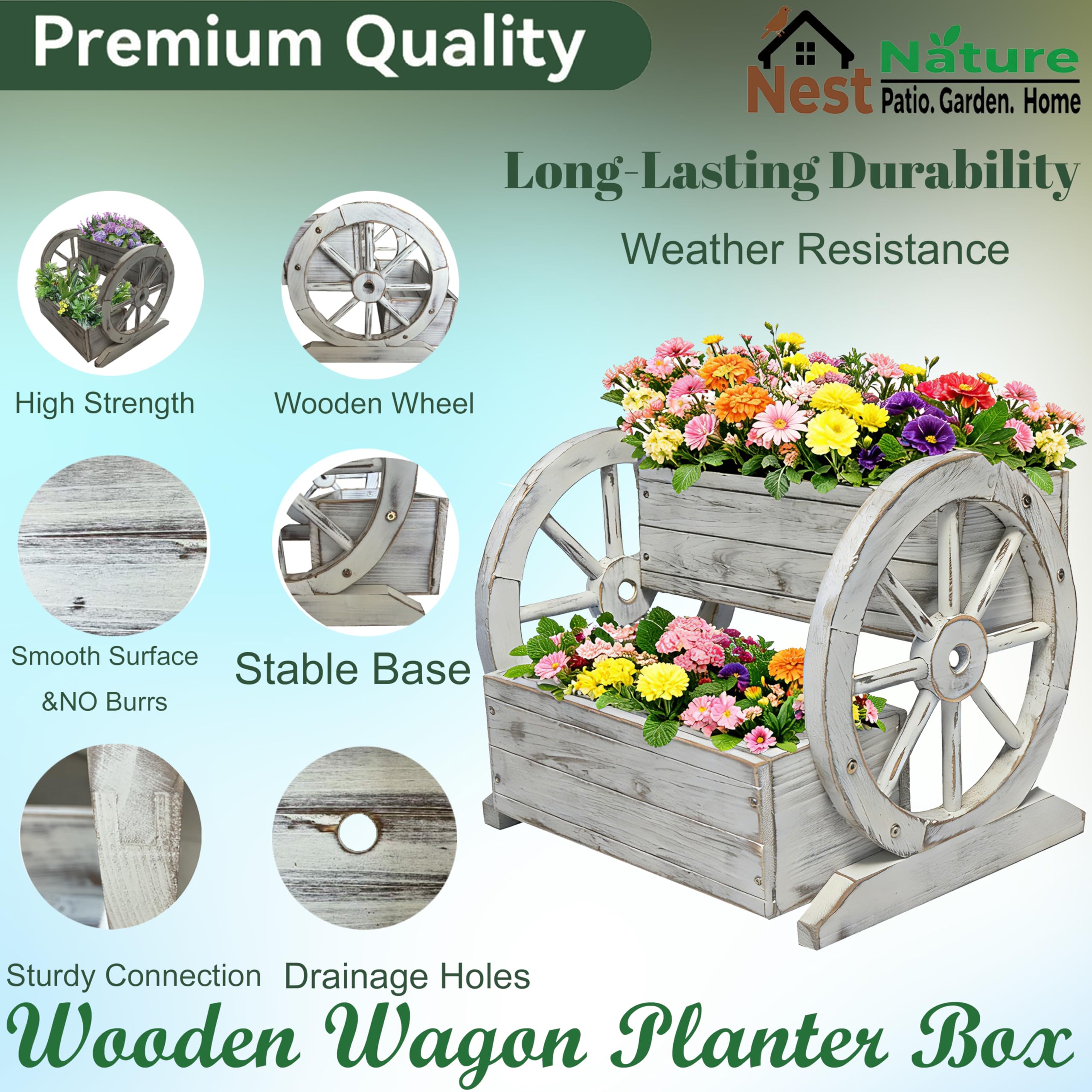 NestNature burnt-treated fir wood construction offers durability against weather.