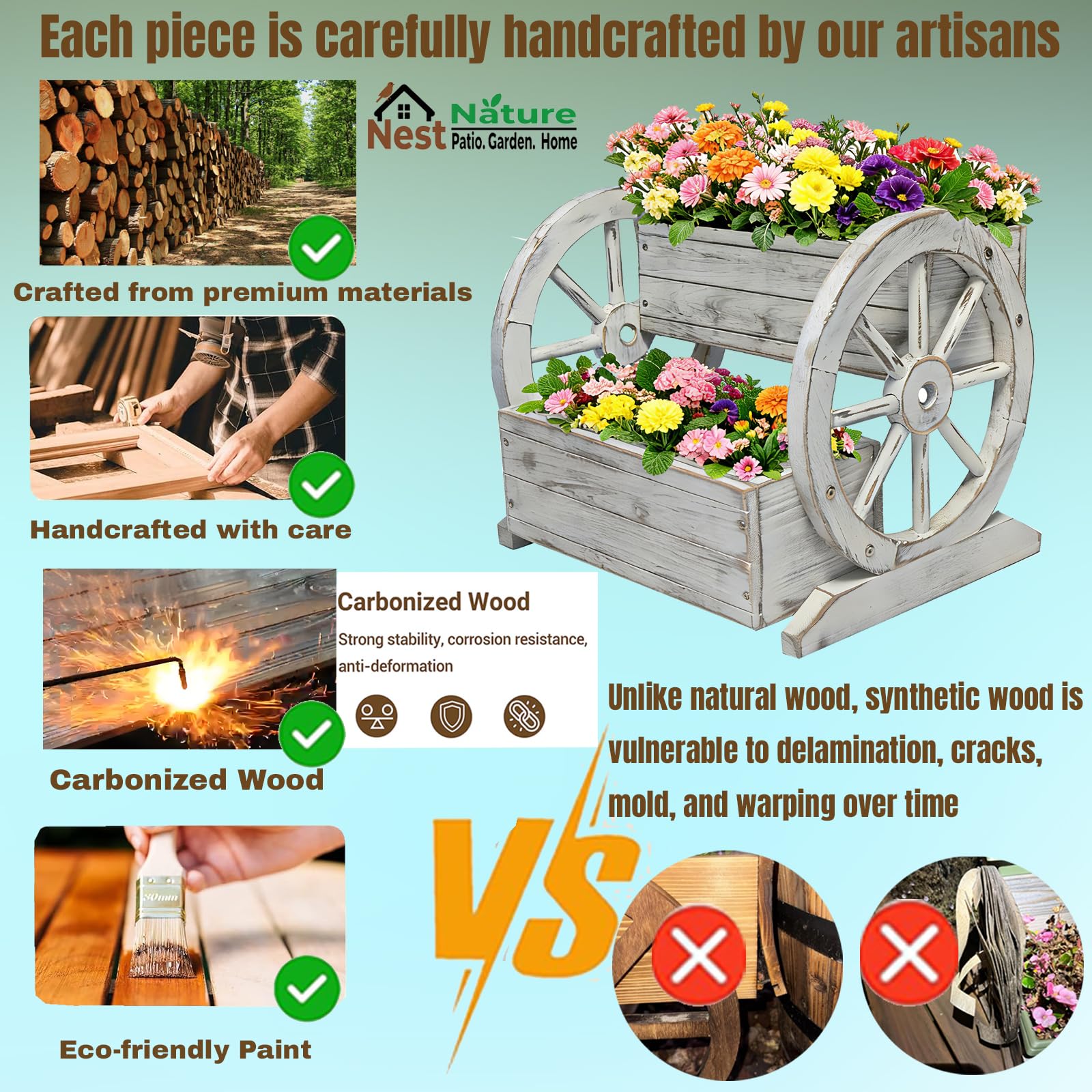 NestNature outdoor decor planter suitable for flowers, herbs, and succulents.