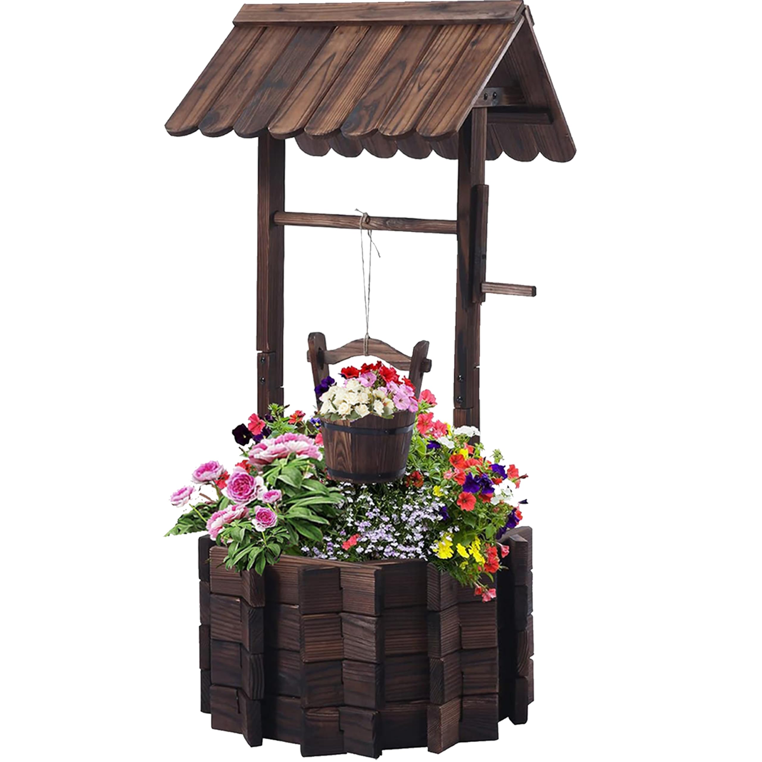 NestNature Wishing Well outdoor planter overview with durable all-weather construction.