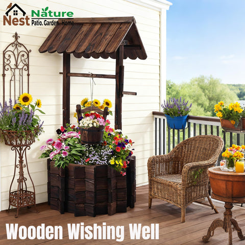 NestNature Wishing Well upper bucket closeup highlighting trailing plant display.