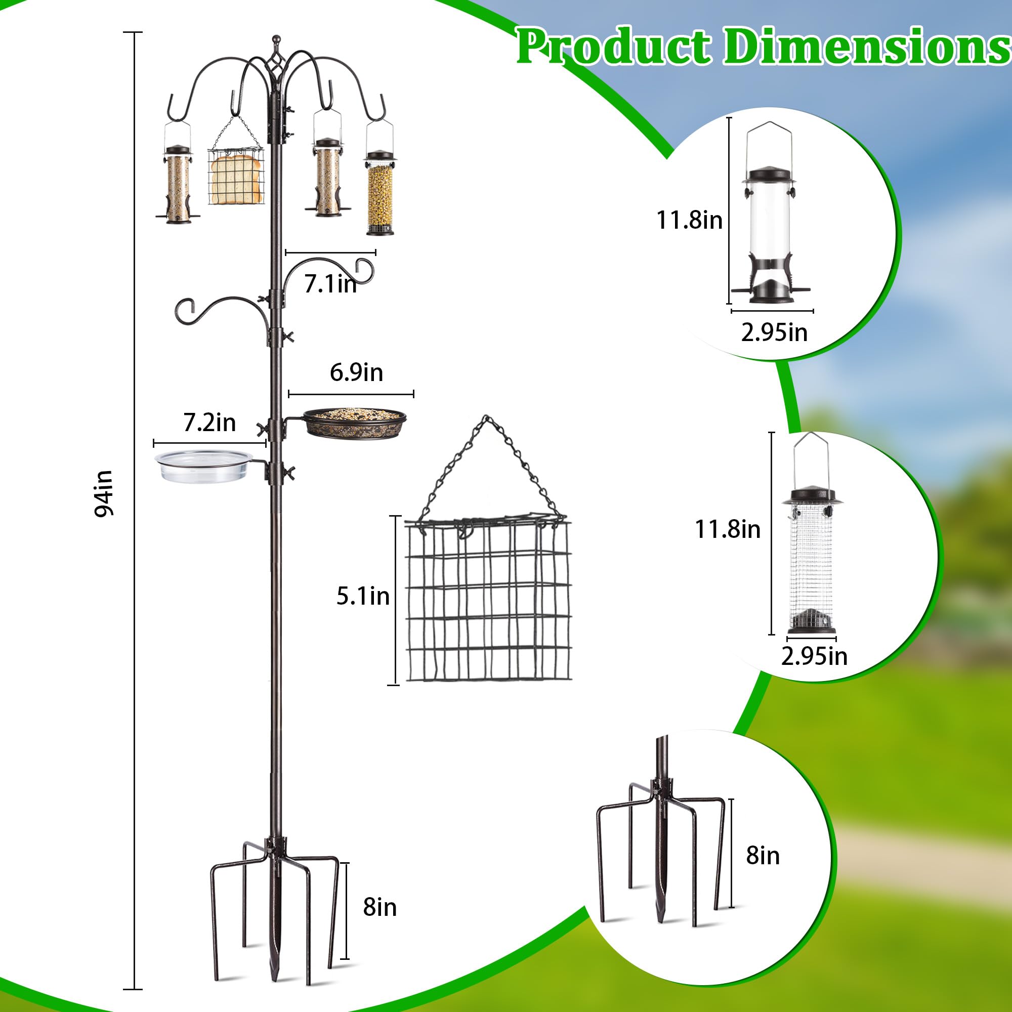 NestShld 94-inch metal pole provides a tall, stable outdoor display.