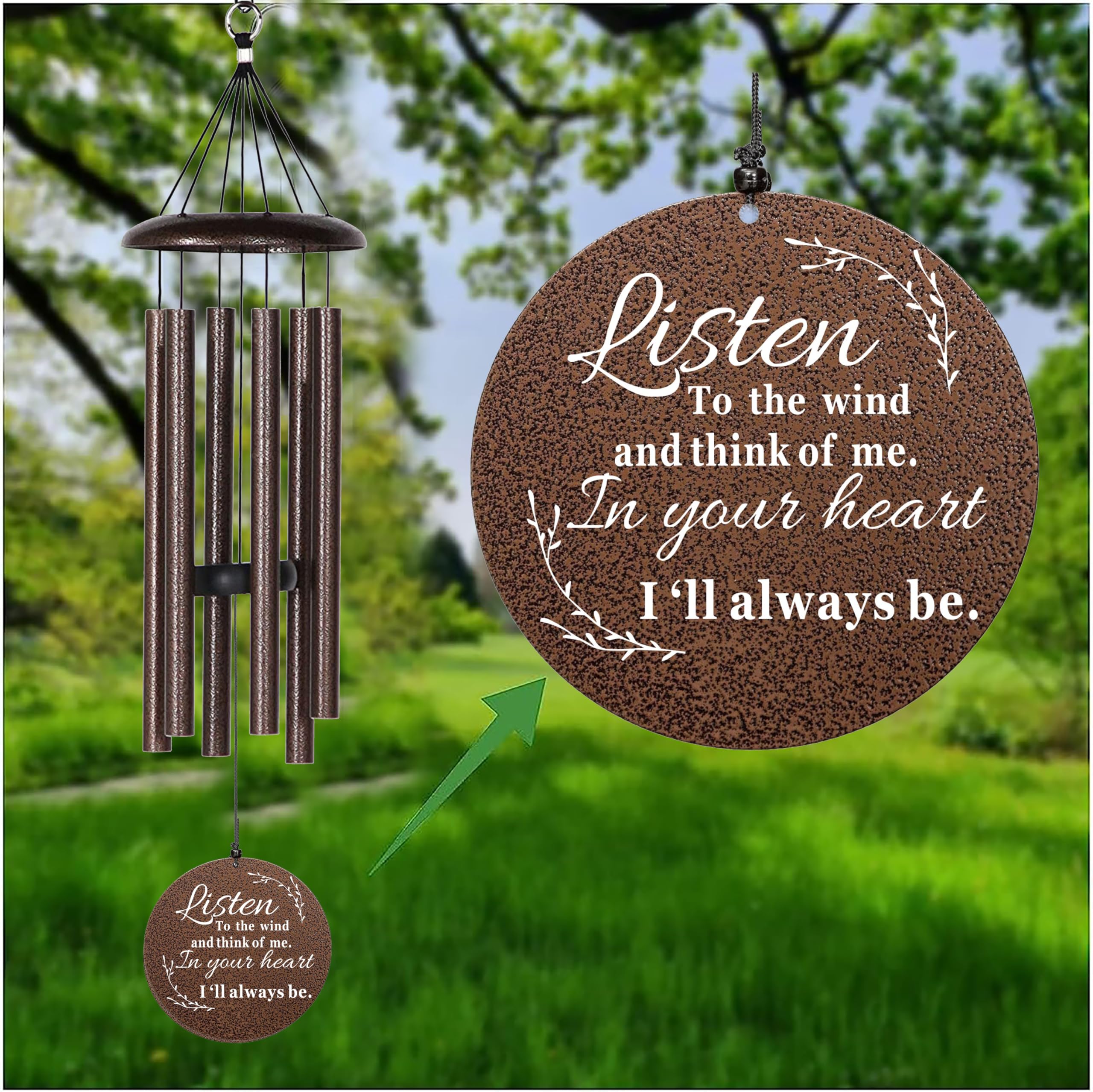 NETAEX wind chimes back engraving Tree of Life for growth and resilience