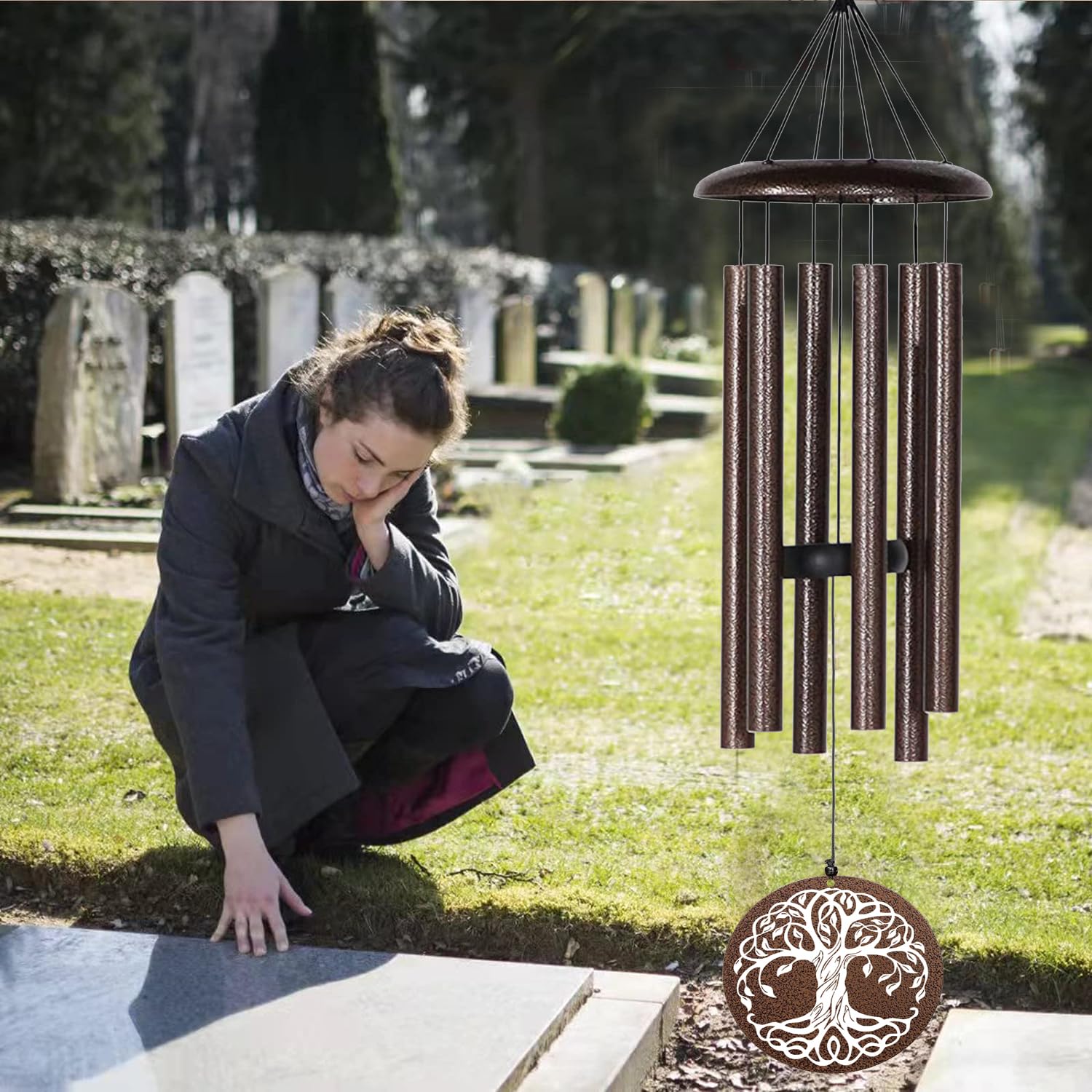 NETAEX copper-tone wind chime ready for outdoor memorial and garden use