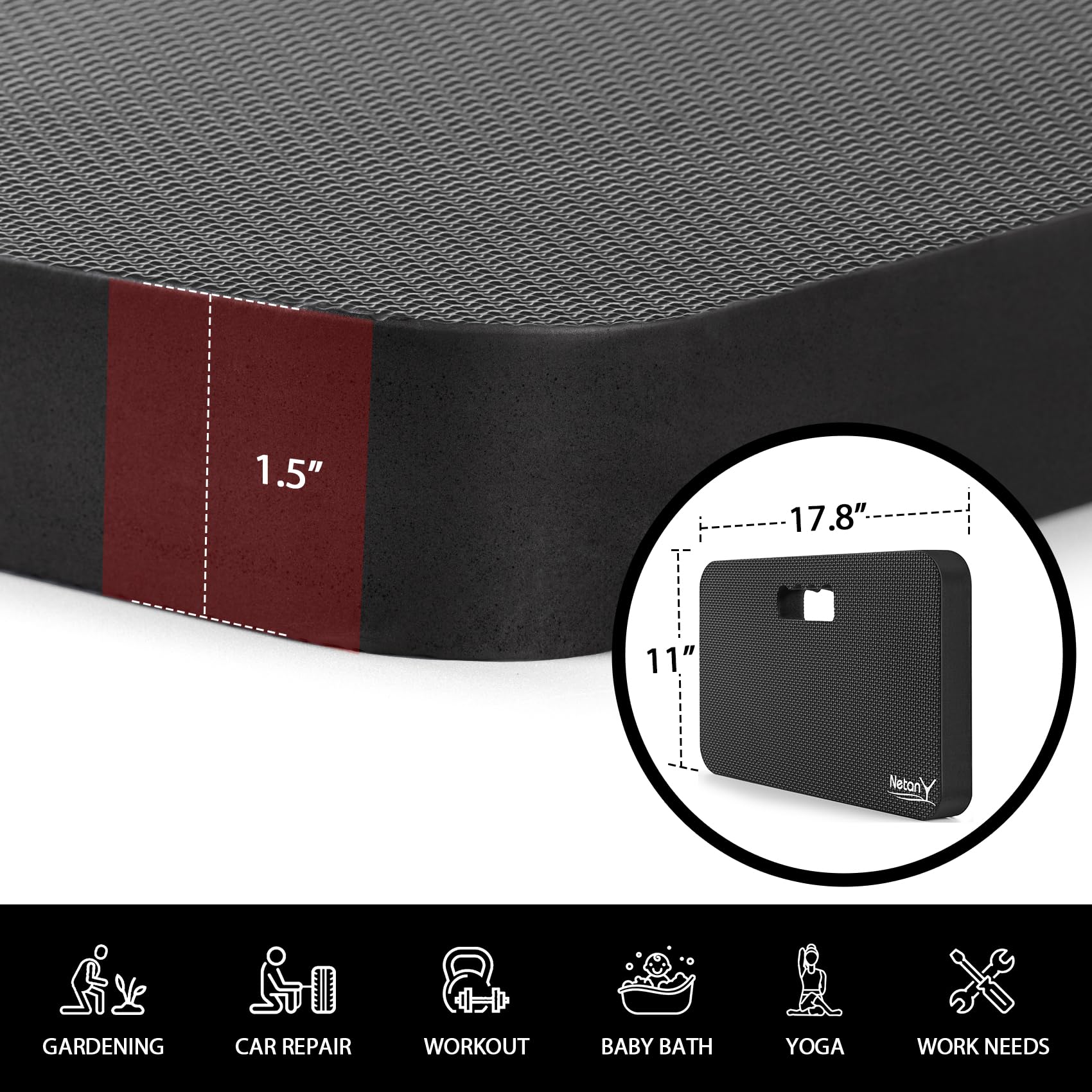 NETANY kneeling pad showing durable high-density foam