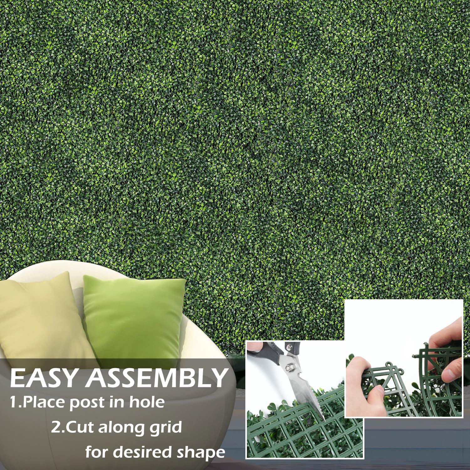 NETAP artificial green wall in a living room setting