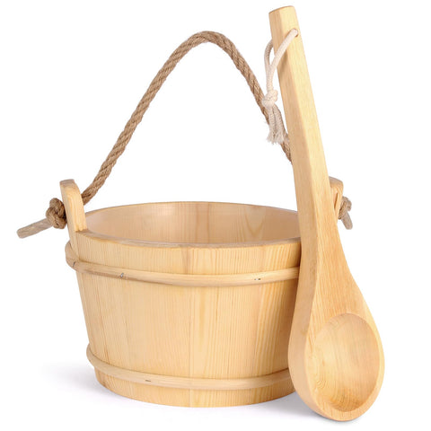 NetLea sauna bucket in cedar wood with rustic grains for authentic steam rituals