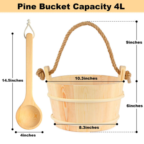 NetLea sauna ladle cedar wood 14-5 inch handle for easy water transfer