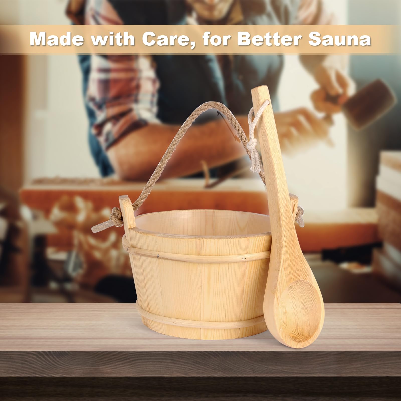 NetLea sauna ladle detail highlighting scoop edge and crafted handle