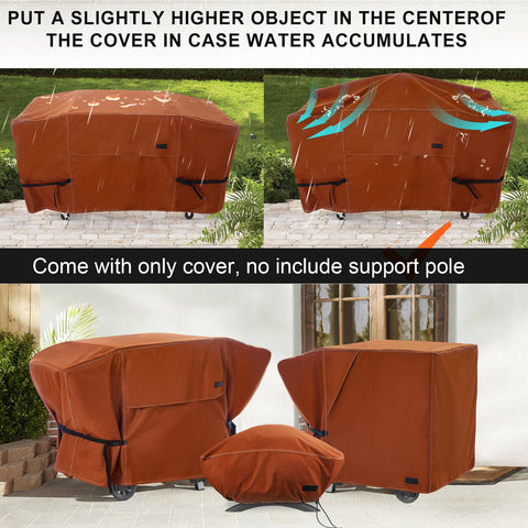 NettyPro brown cover shields Blackstone from sun and debris.