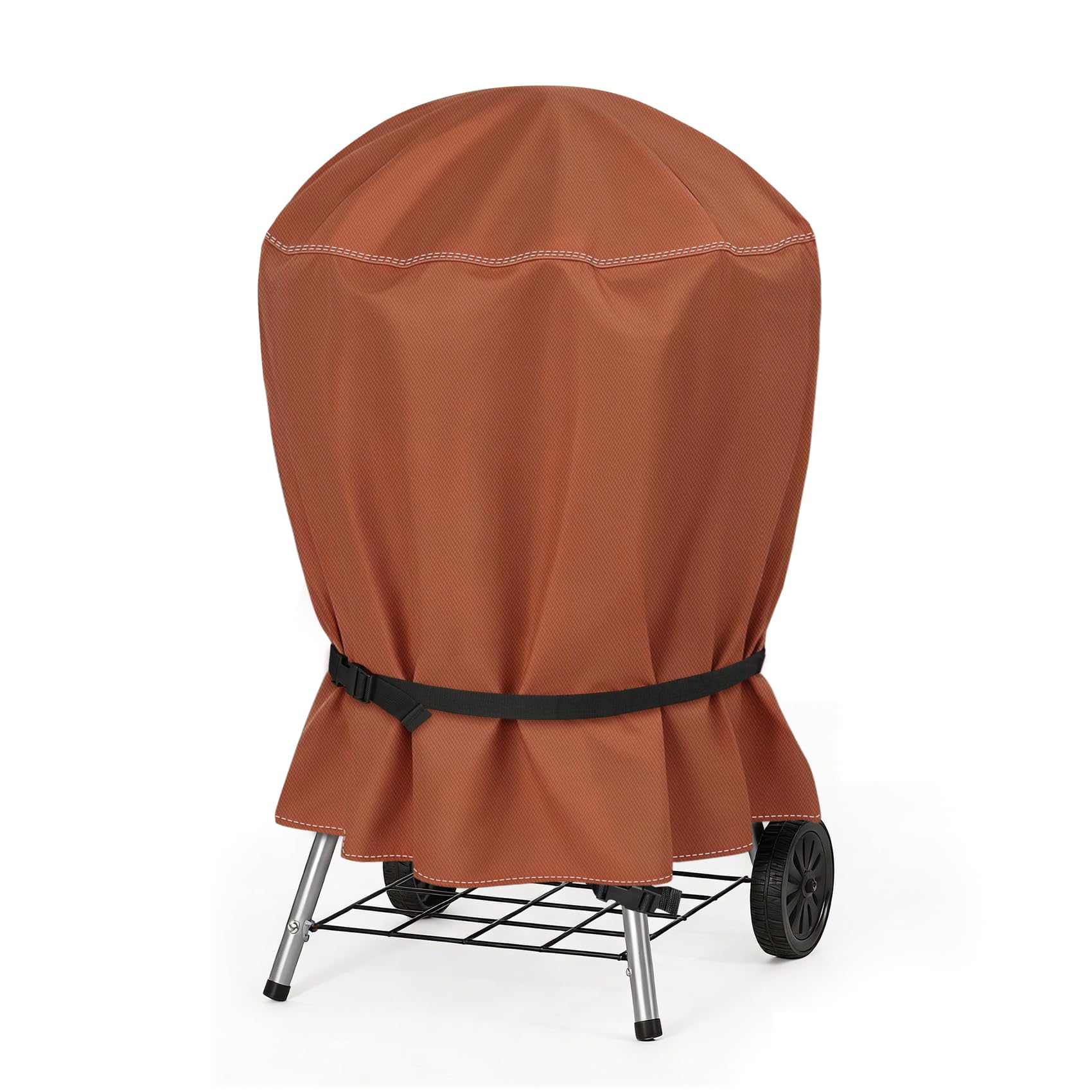 NettyPro grill cover fadeproof fabric shields the 22-inch kettle from sun and rain.