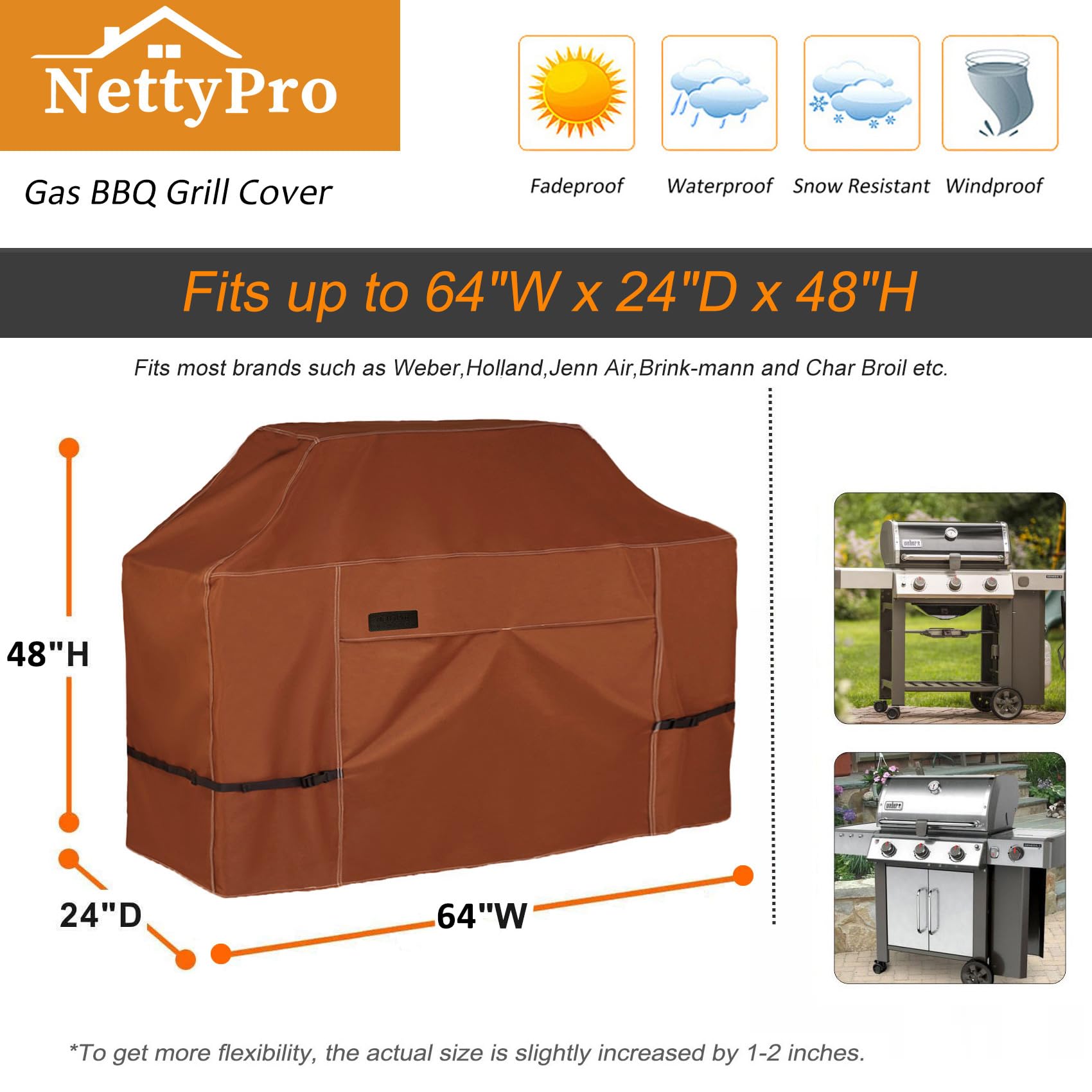 NettyPro grill cover secure fit with straps and buckles