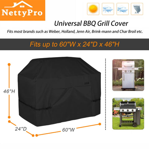 Two straps and four buckles secure NettyPro grill cover against winds