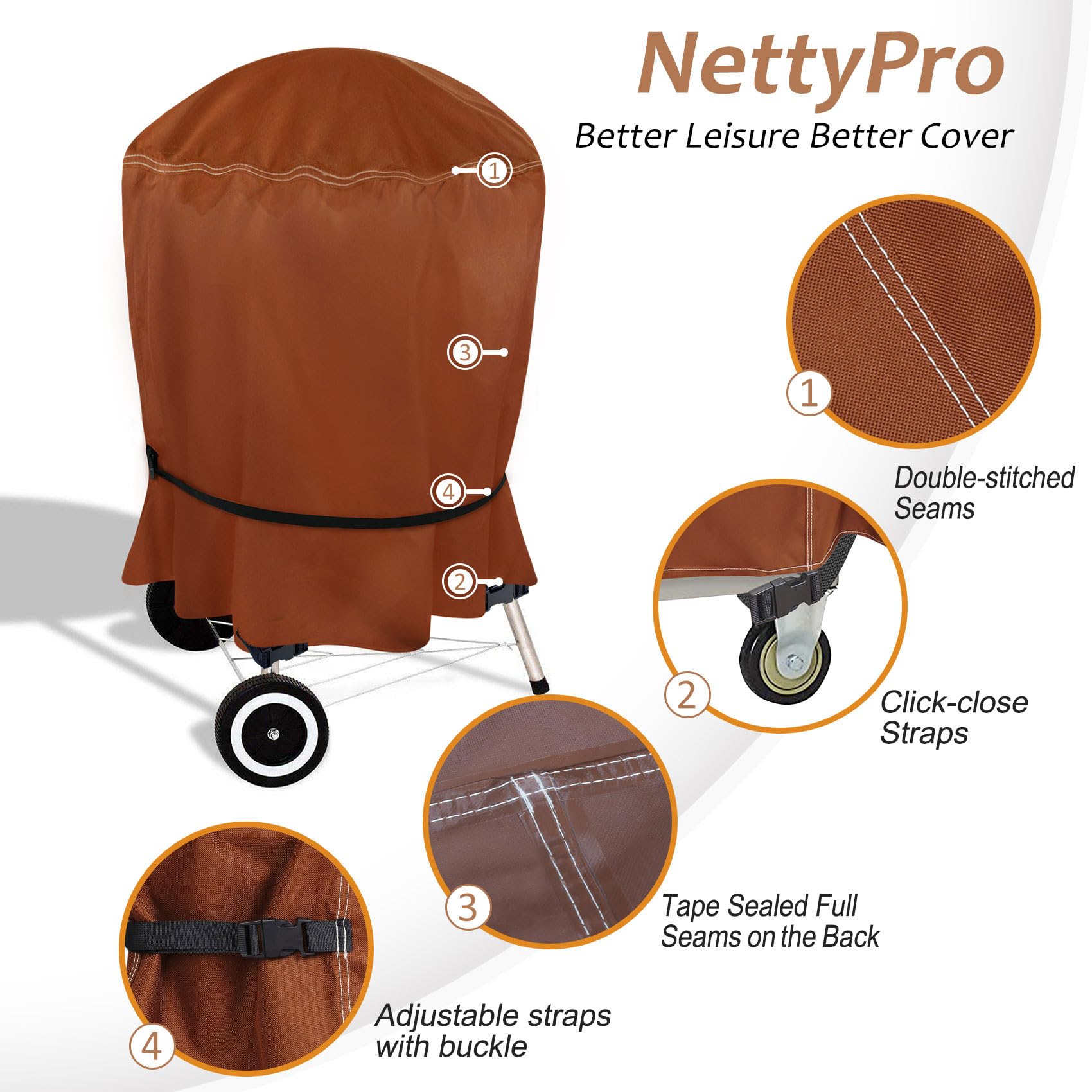 NettyPro grill cover stylish design enhances your outdoor space.
