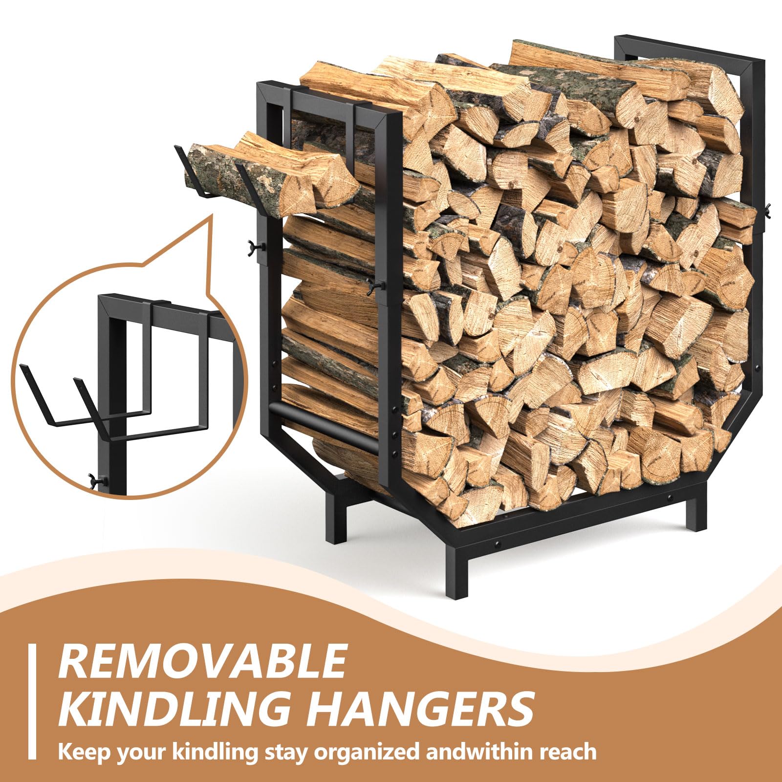 Netuaoo Firewood Rack curved design saves space and adds style.