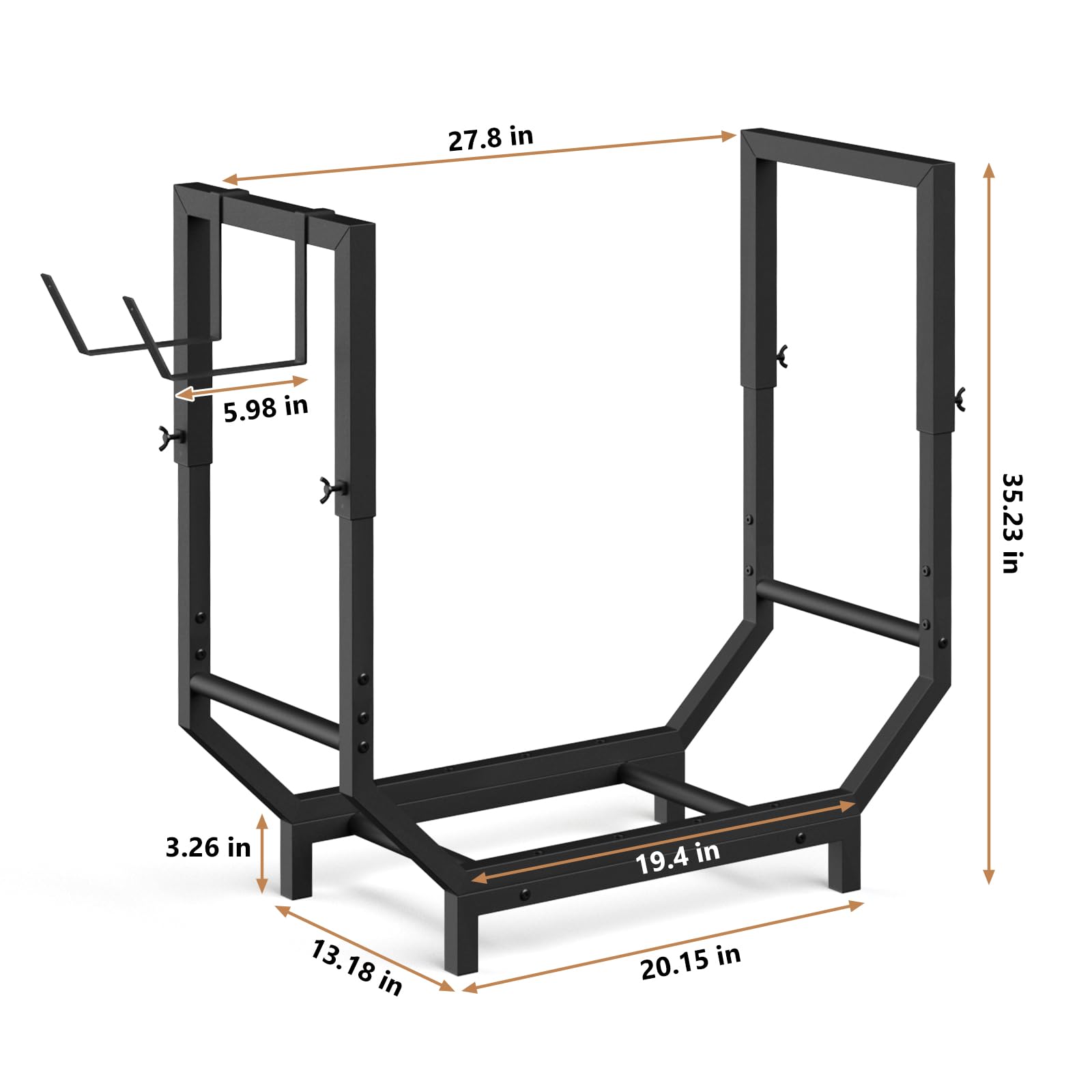 Netuaoo Firewood Rack features adjustable height for flexible placement.