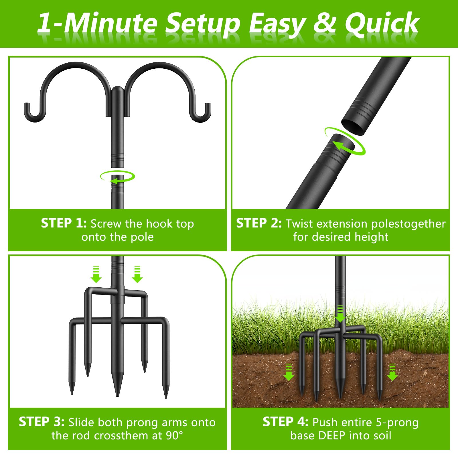 Netuaoo versatile garden hanger for bird feeders, plant baskets, and wind chimes