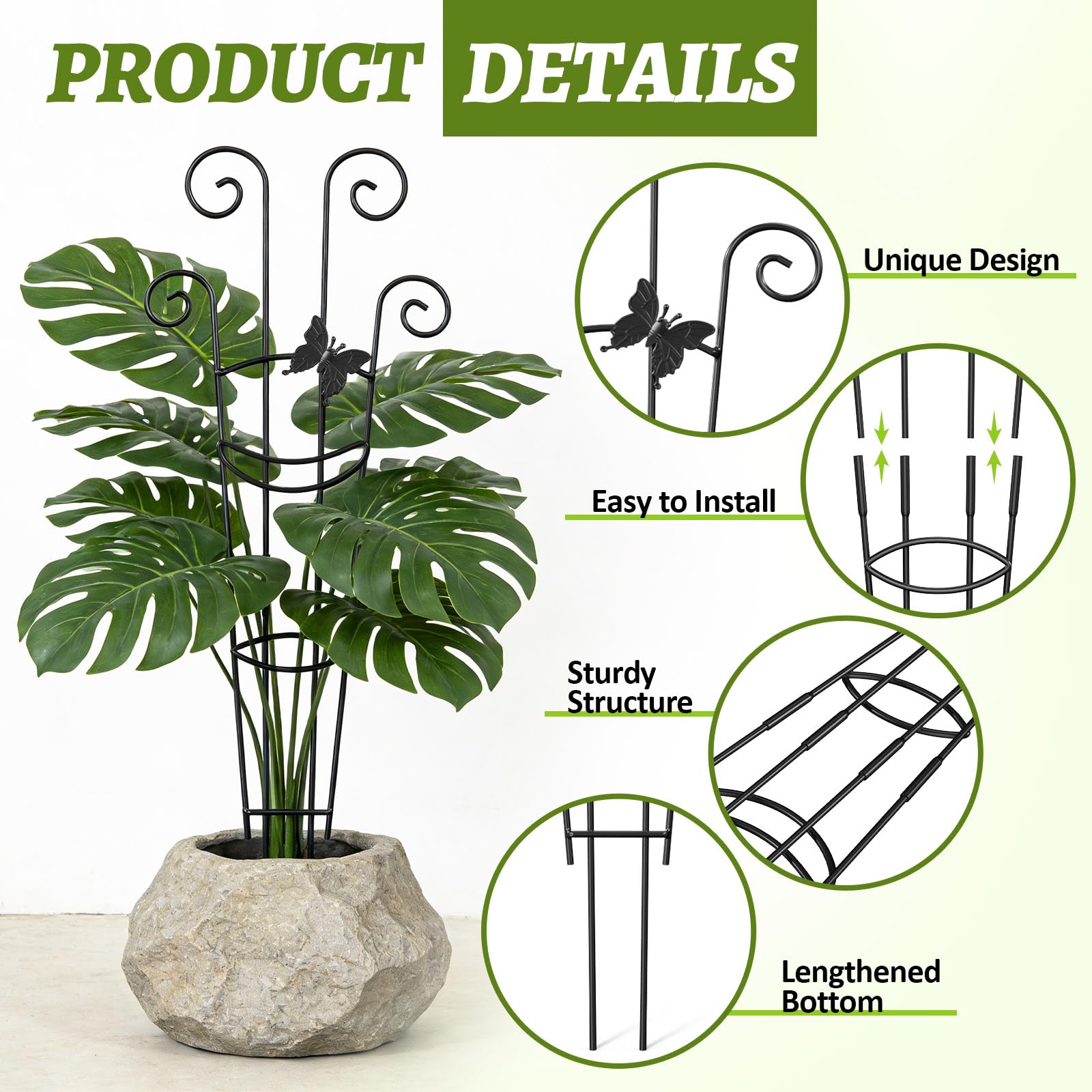 Netuaoo plant trellis adjustable height highlighting versatile height options for plant stages