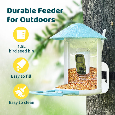 NETVUE by Birdfy durable, weather-resistant housing withstands sun and rain.