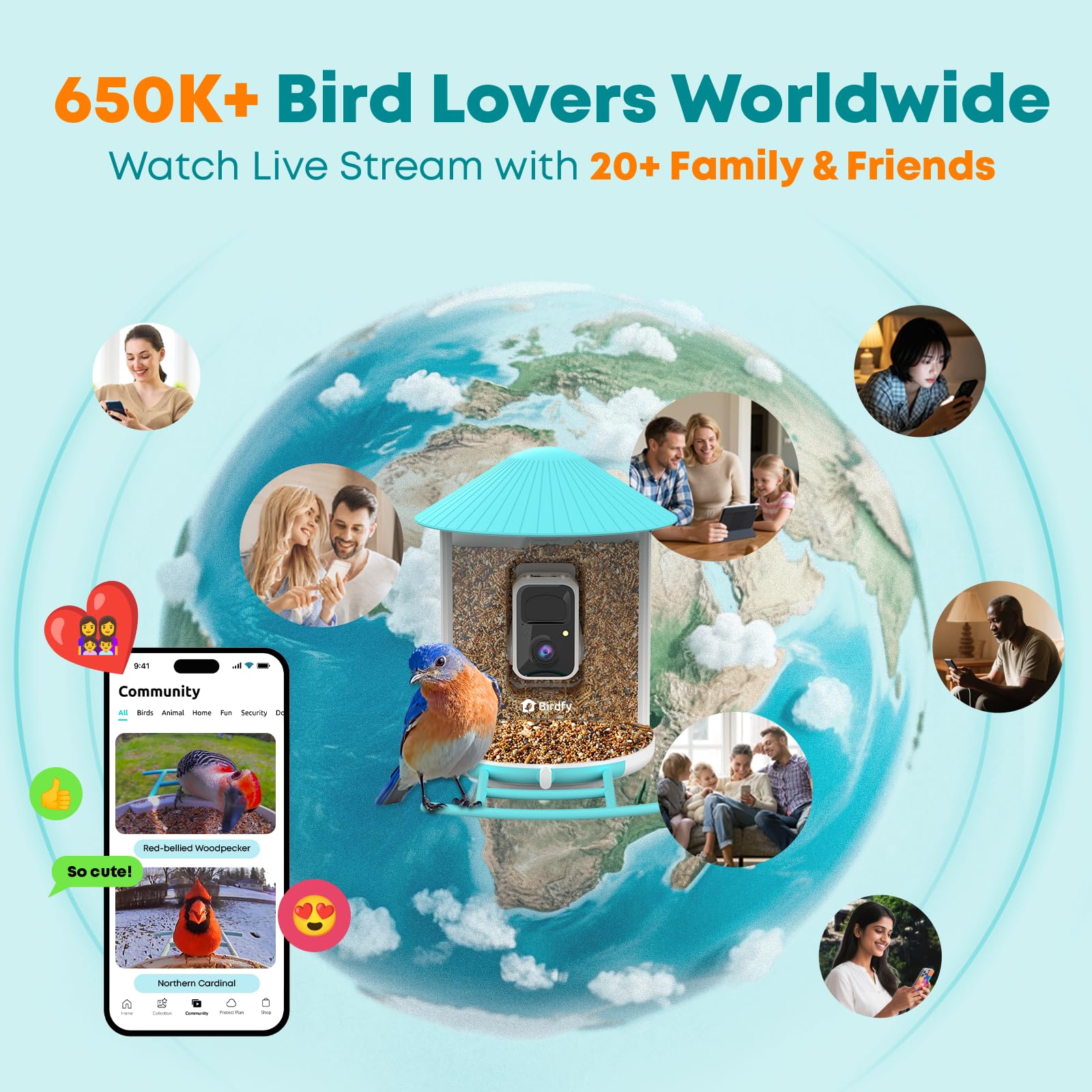 NETVUE Birdfy color night vision capturing birds at dusk.