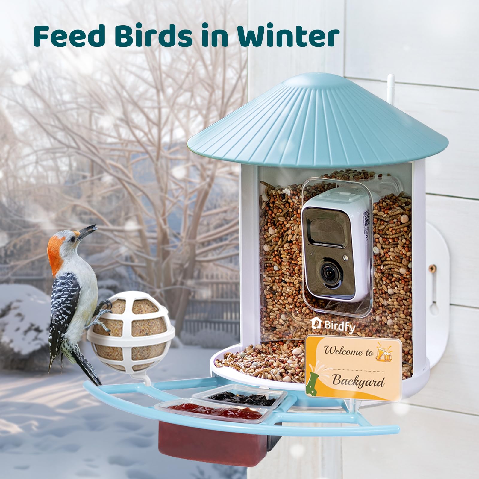NETVUE Birdfy Pro IP65 weatherproof housing withstands outdoor conditions.