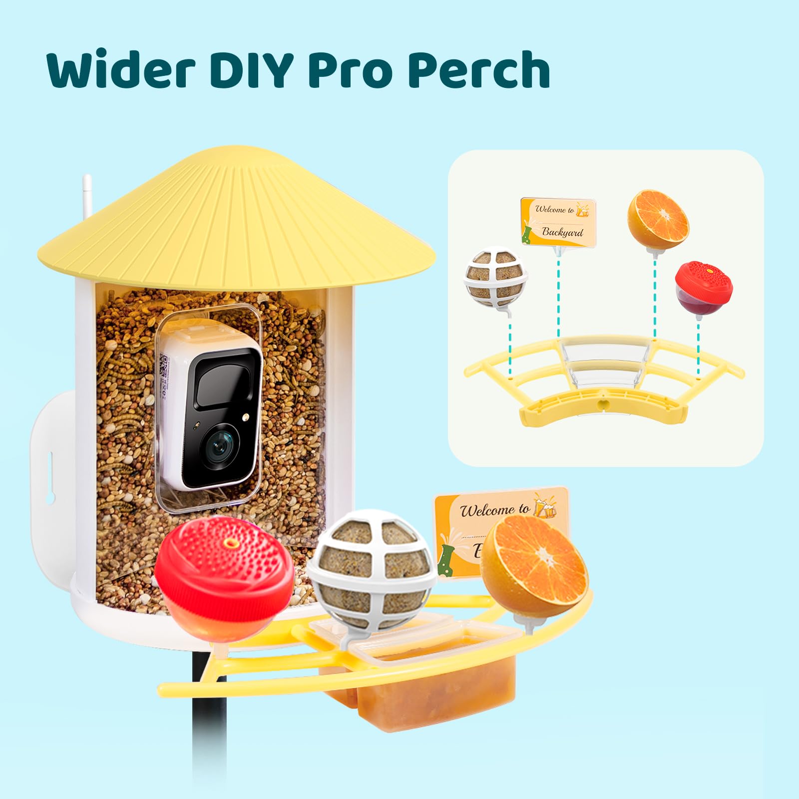 NETVUE Birdfy Pro Perch mini hummingbird feeder attracts hummingbirds.