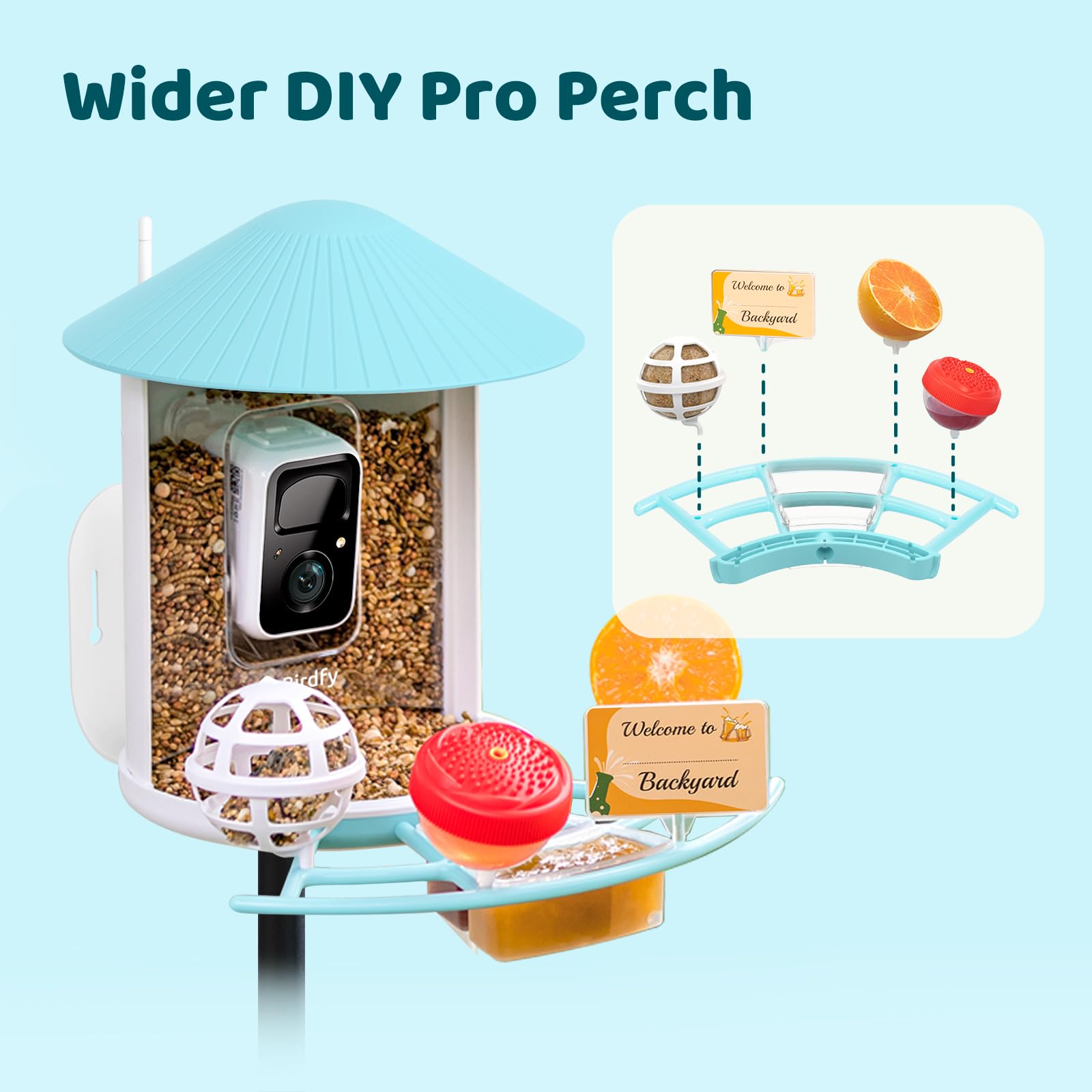 NETVUE Birdfy Pro Perch mini hummingbird feeder attracts hummingbirds with flower shape.