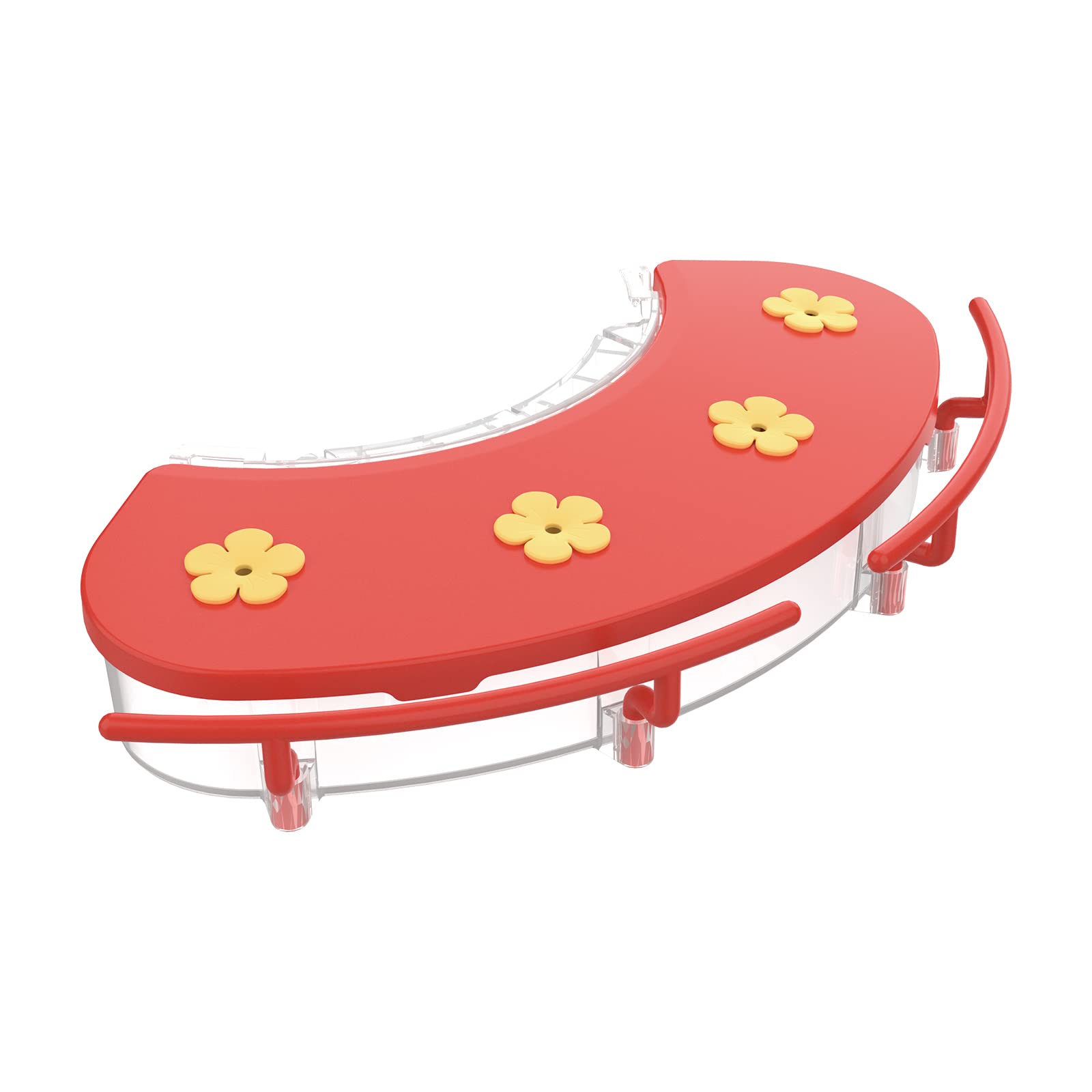 NETVUE hummingbird feeder perch with red lid and yellow flower attracts hummingbirds