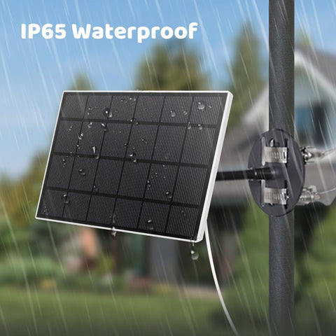 NETVUE outdoor solar panel with IP65 protection guards against rain and dust.