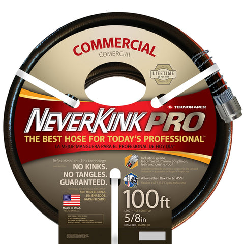 NeverKink Pro Water Hose with mesh construction shown for kink resistance and durability.