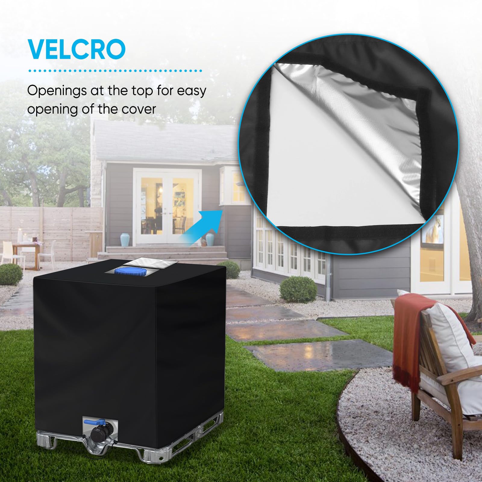 Neverland 420D fabric detail highlights durable, UV-resistant protection for your water tank