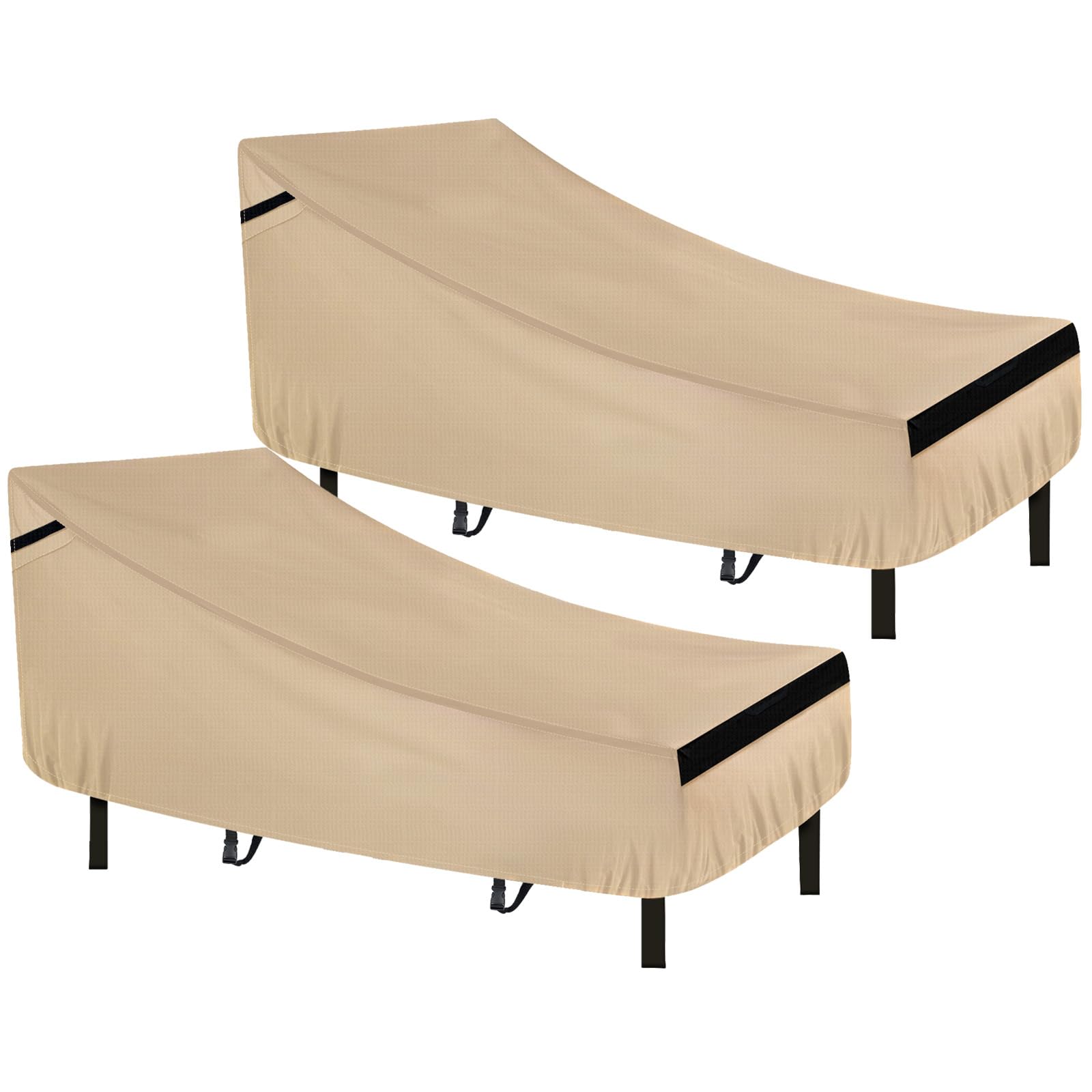 NeverLAND Chaise Lounge Cover with 420D waterproof fabric protecting your outdoor chair from rain.