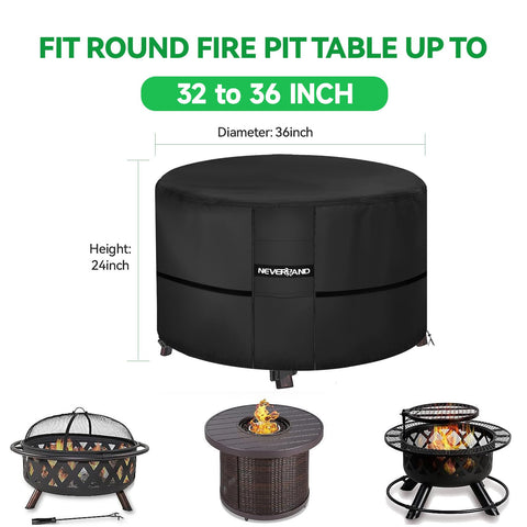 NEVERLAND fire pit cover buckle system keeps wind from blowing off