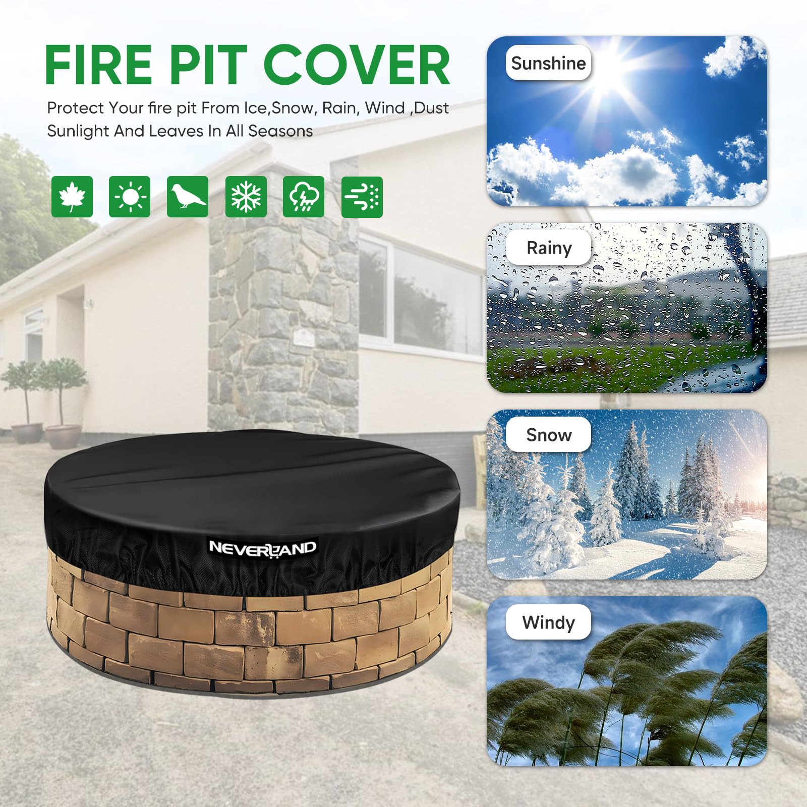 Neverland leaves and debris protection on a covered fire pit
