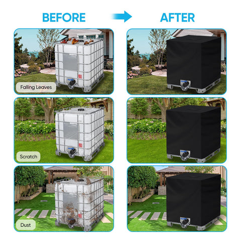 Neverland dust and rain shield guards IBC totes in harsh weather