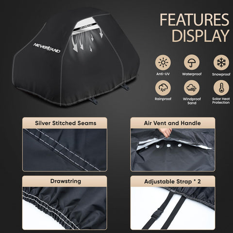 NEVERLAND mower cover with drawstring closure keeps fit secure and debris out.