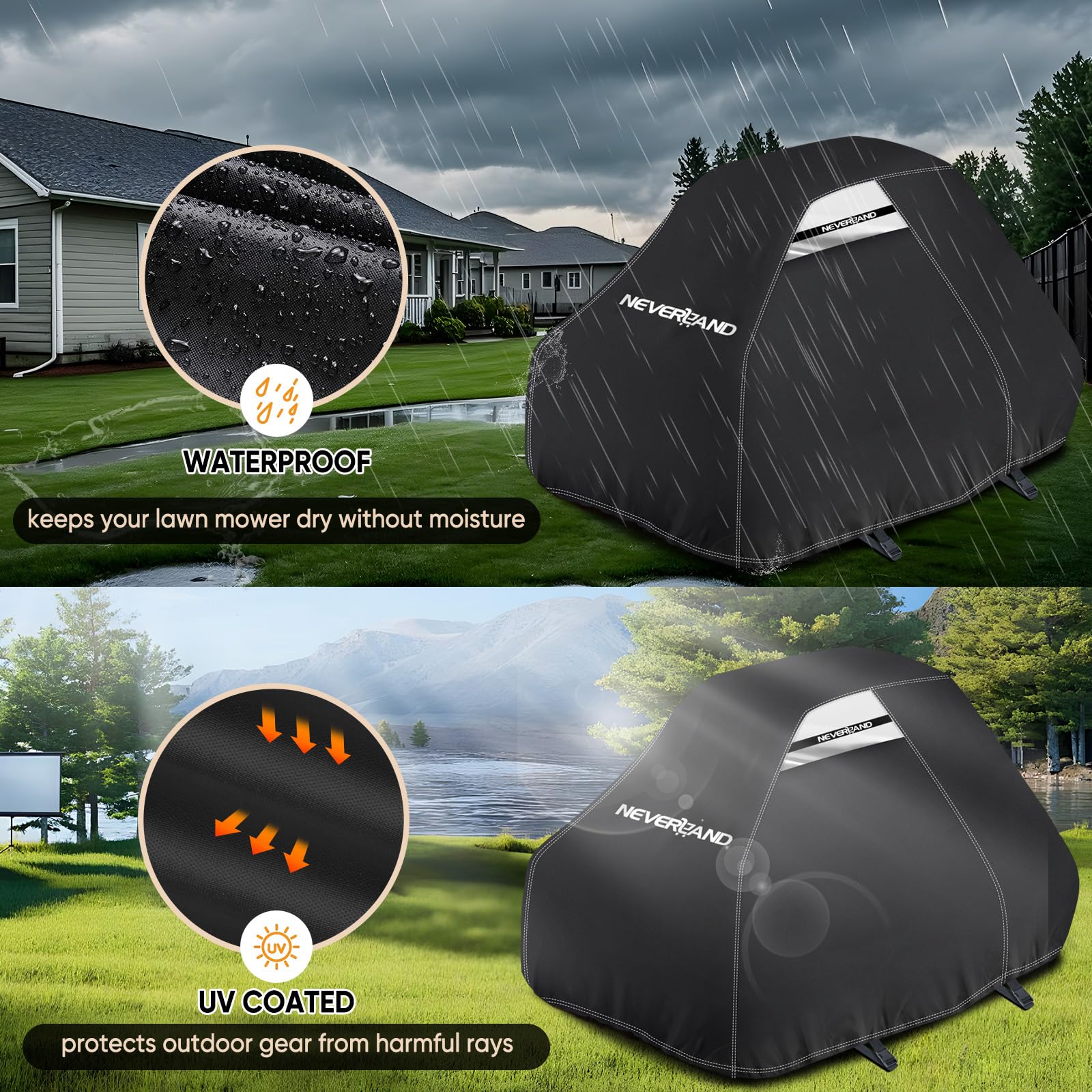 NEVERLAND durable 420D Oxford fabric shields mower from dust and rain.