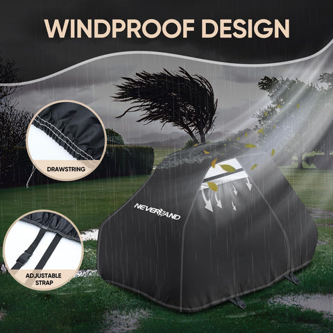 NeverLAND mower cover with handle design for easy installation and storage.