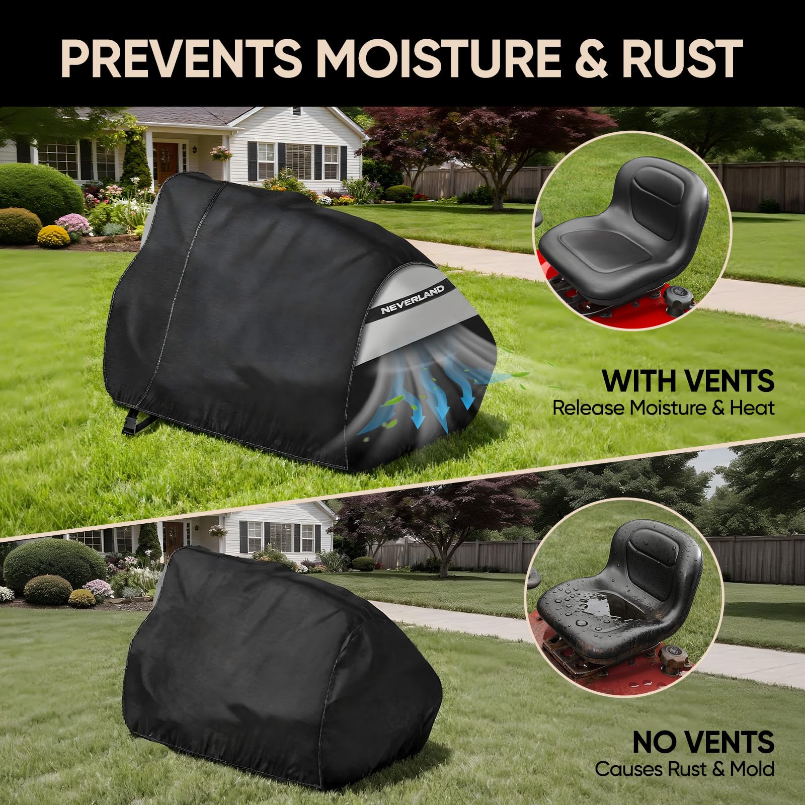 NeverLAND mower cover storage bag for compact indoor storage